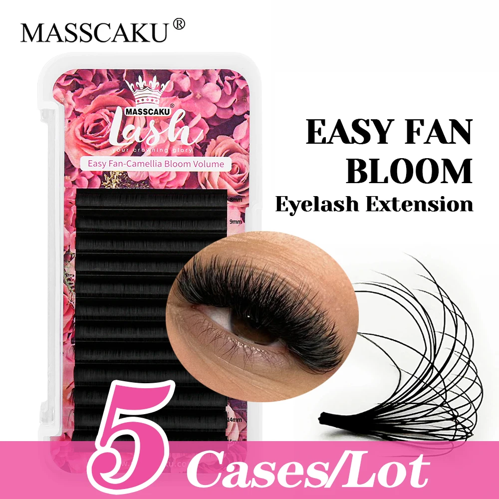 

Wholesale MASSCAKU 5cases/lot Premium Faux Mink Rapid Blooming Lashes 3D Effect Lightweight Automatic Flowering Eyelash Bundles