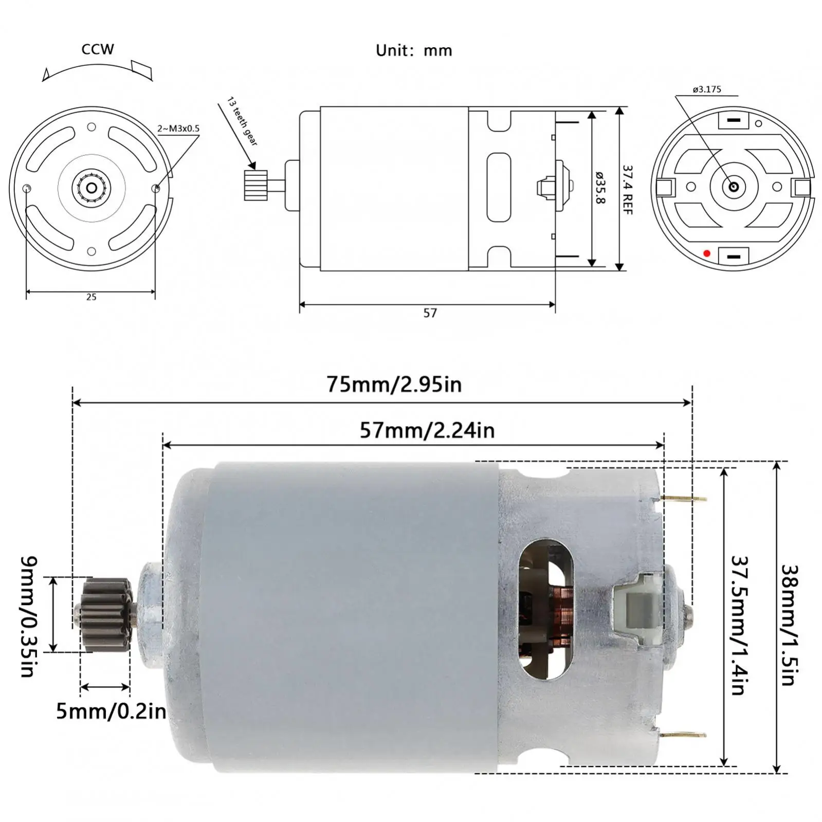 RS550 DC Motor 10.8V 12V 14.4V 18V 13 Teeth Diameter Gear Micro Motors Fit for BOSCH GSR10.8-2-LI / GSR10.8V / Electric Drill