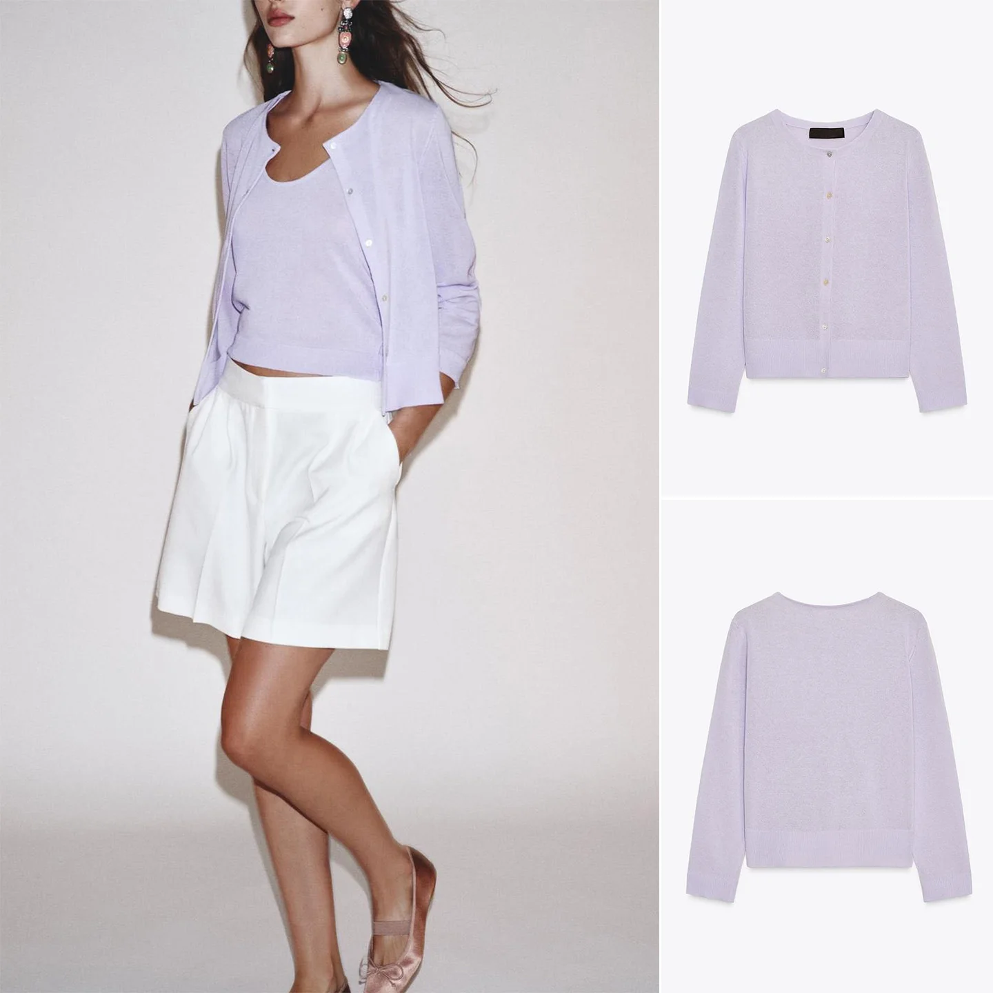 

Осень 2023, новинка Lazy Sle, длинный све на одной пуговице, круглый трикотажный тюре, облегающий женский кардиган из полиэфирного волокна