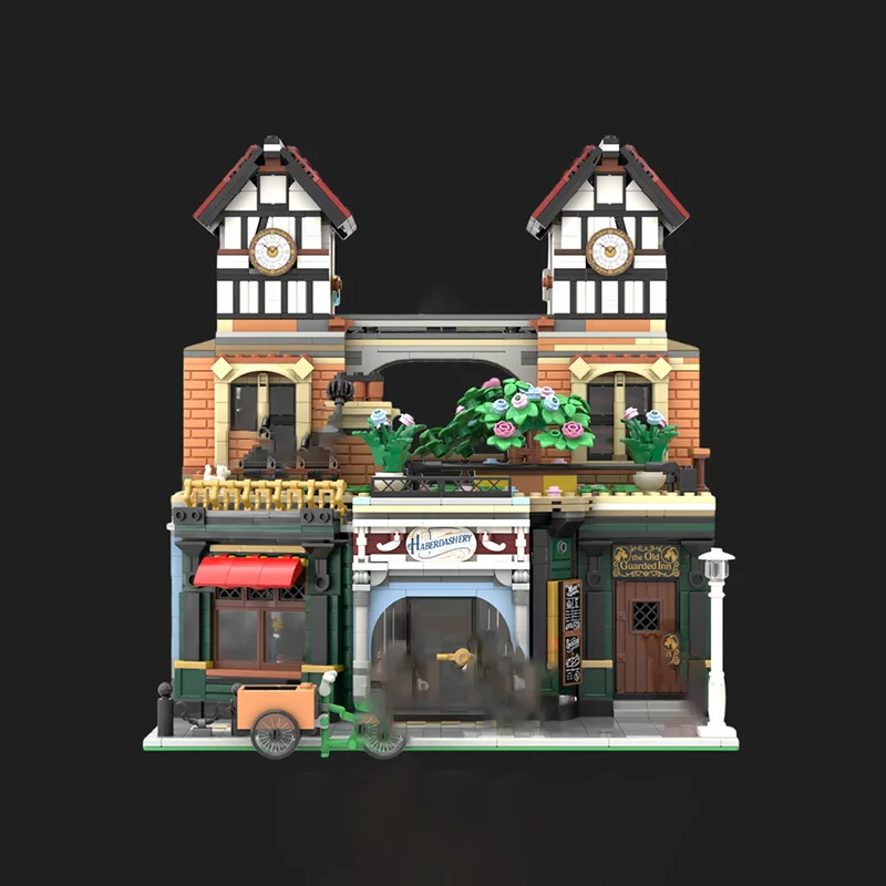 Stad Street View Moc Bouwstenen Modulair De Twin Clock Towers Bricks Model DIY Assemblage Constructie Speelgoed Vakantiecadeaus