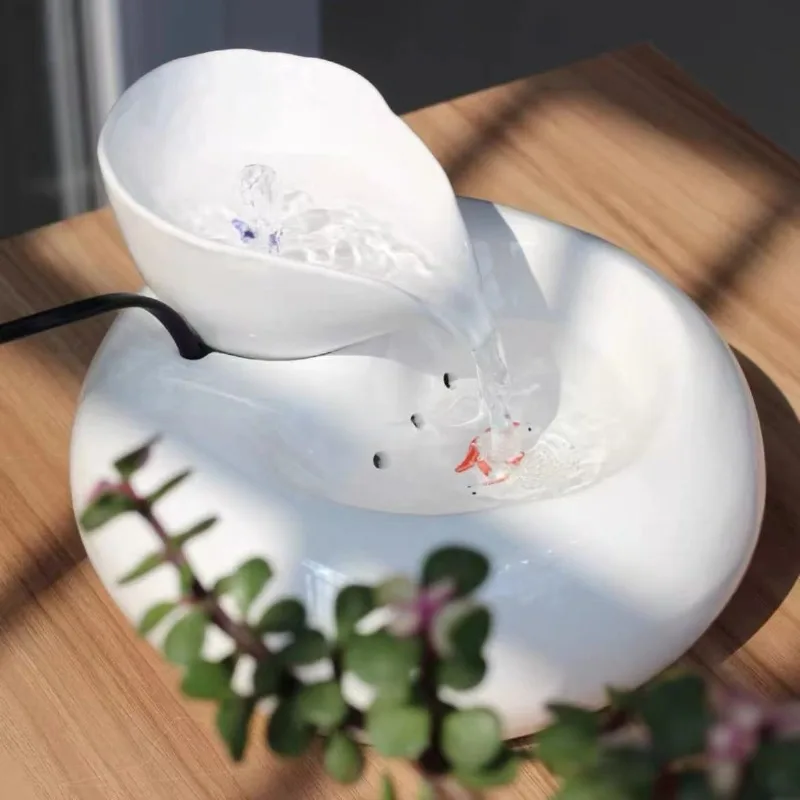

Pet Cat Water Fountain for Cats Water Dispenser Drinker Ceramic Automatic Indoor Bowl Leaf Circulating Filter Cat Accessories