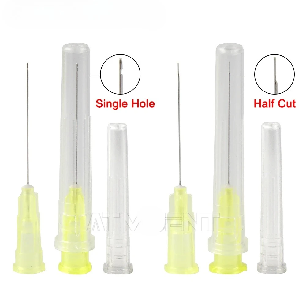 NIGF 100 قطعة طرف إبرة الأسنان إندو قناة الري غسل إبرة تلميح نهاية مغلقة الجانب ثقب إندو حقنة الجذر