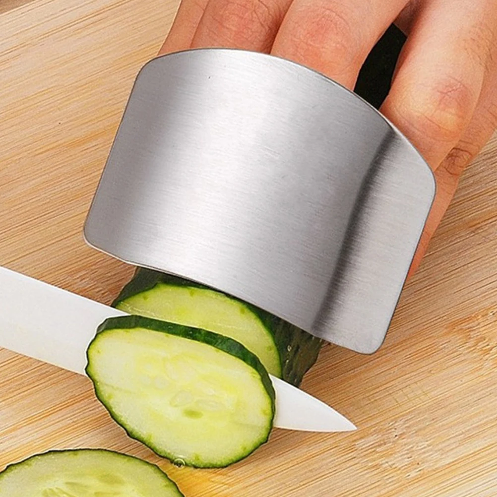 6pcs Finger Protector Stainless Steel Anti Rust Kitchen Tool Food Cutting Guard Adjustable Design Fits Most Fingers Safe Cooking