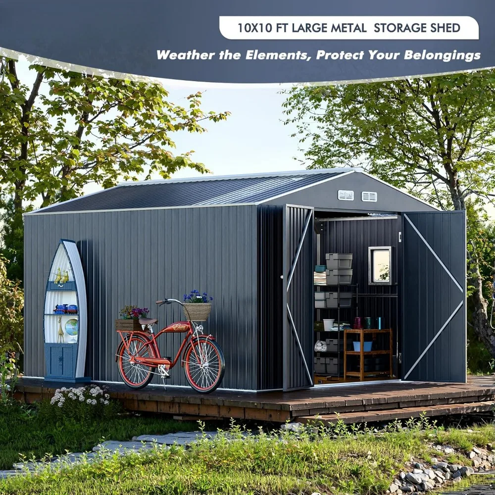 Metal Shed Enhance Your Space with Natural Lighting, Outdoor Storage Steel Sheds with Windows, Translucent Roofs