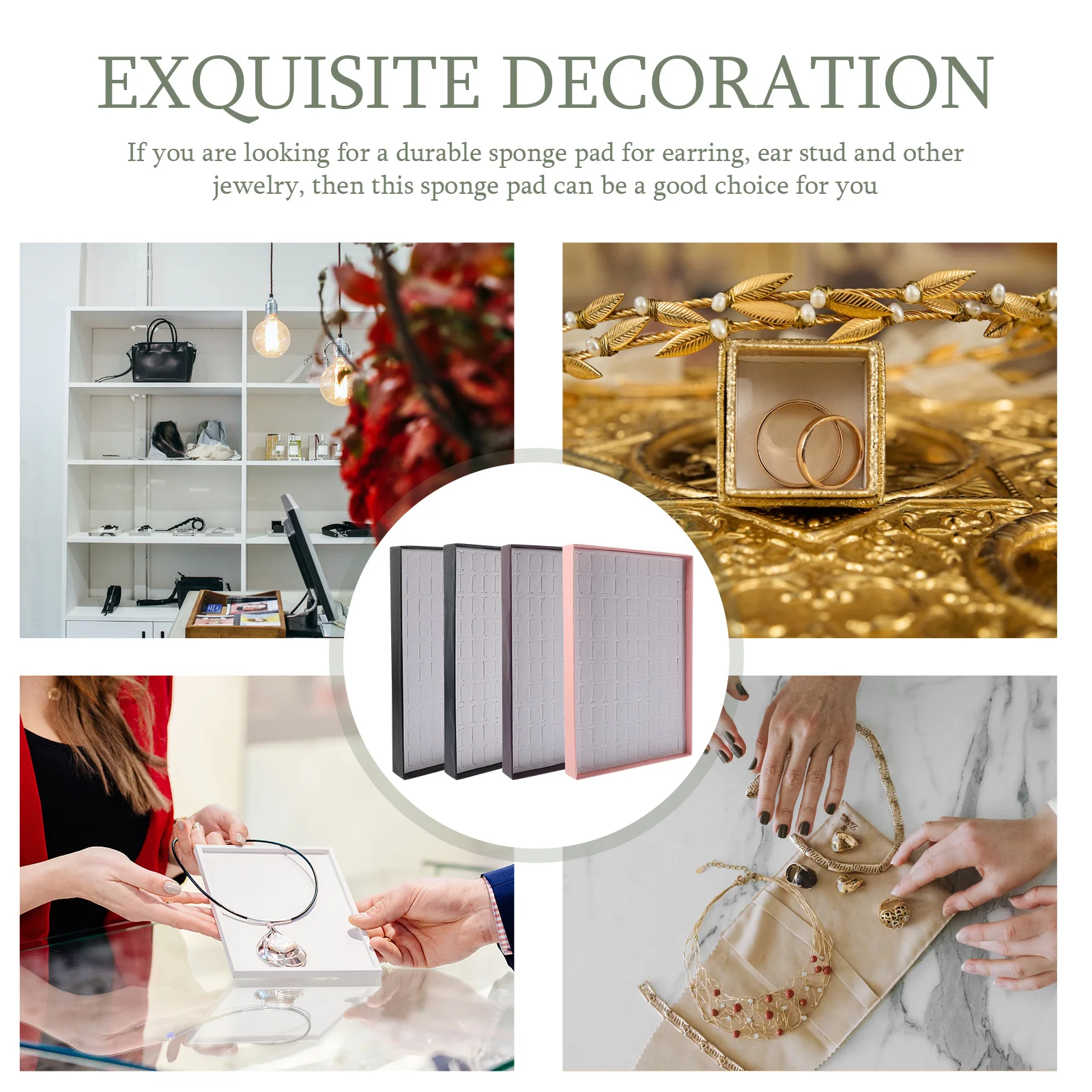 4Pcs Jewelry Trays Ring Organizer Storage Holder Earring Display Case Pin Board Ring Displays for Selling Pin Display