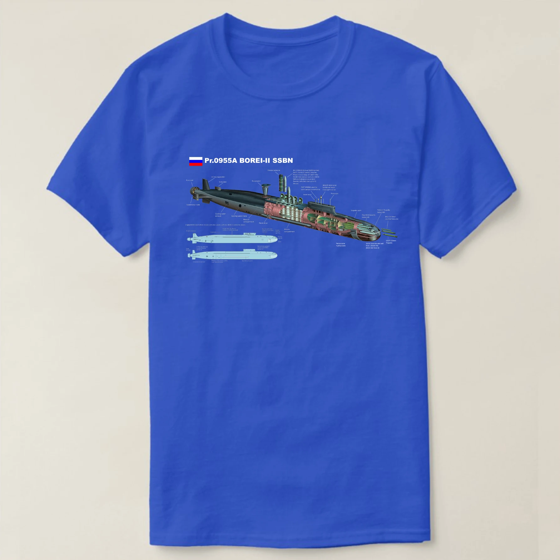 Russian Naval SSBN Borei-II Ballistic Missile Submarines T Shirt. New 100% Cotton Short Sleeve O-Neck T-shirt Casual Mens Top