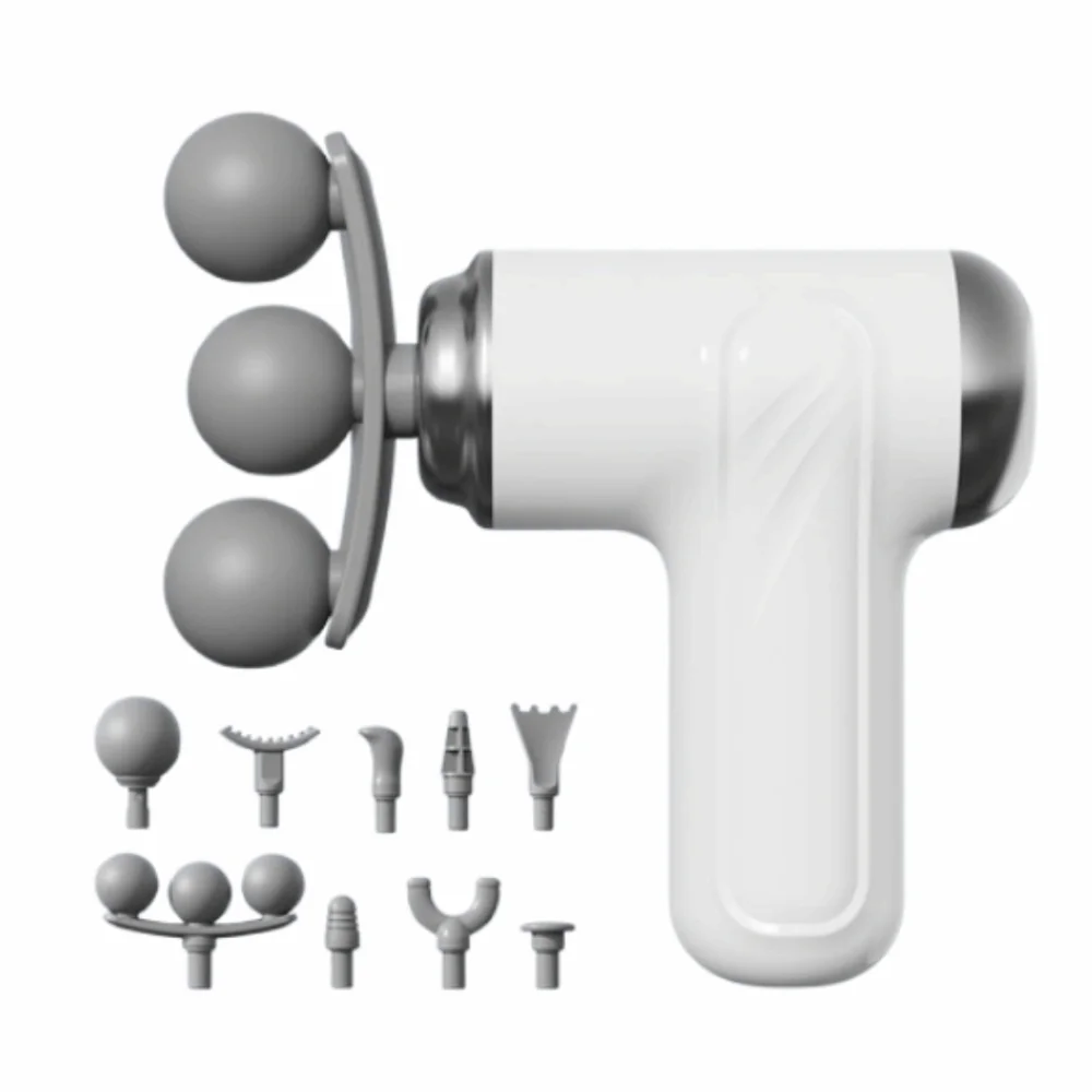 Multi Replaceable Headed Triple-headed Muscle Massager Rechargeable Handheld Mini Electric Fascia Massager Cordless Portable