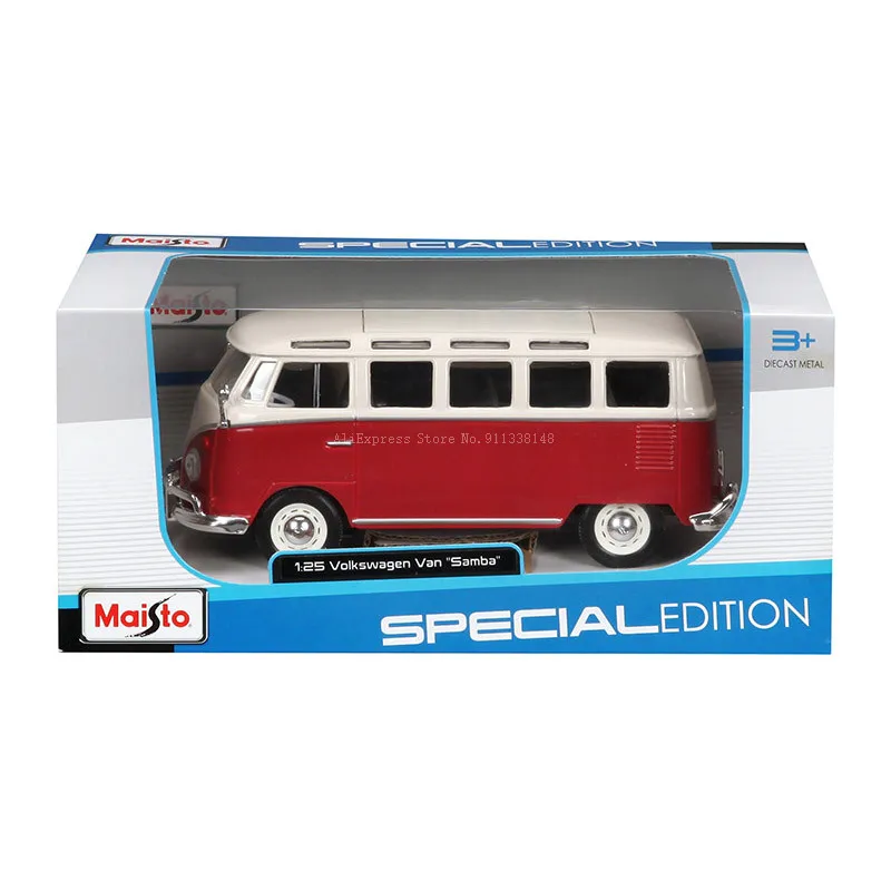 Maisto 1:25 Retro Volkswagen Van Samba alloy car model die-casting static precision model collection gift toy tide play