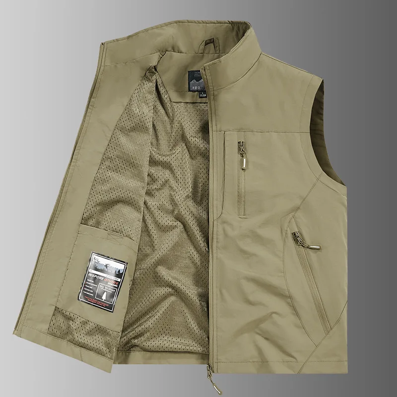 New Summer Men Mesh Outdoor Waistcoats Climbing Sleeveless Jackets Men Multi-pockets Waterproof Quick-drying Breathable Vests 6X