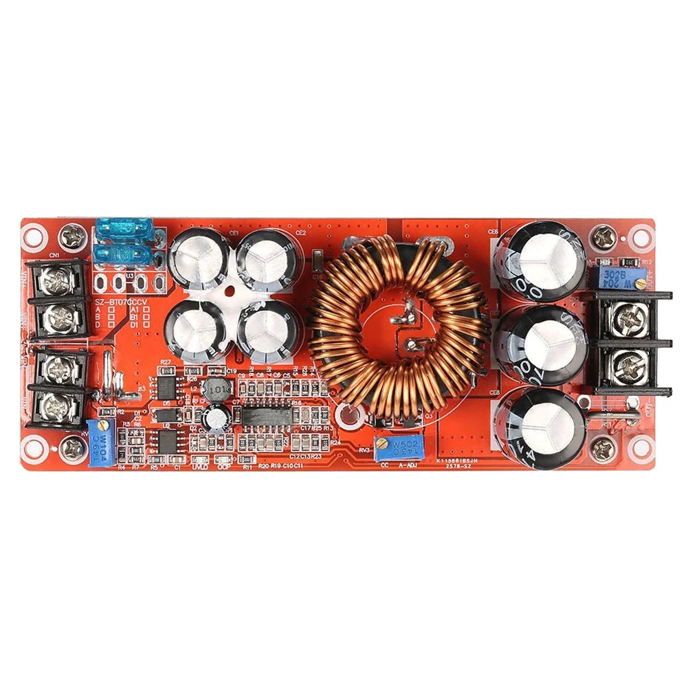 # Acessórios eletrônicos 38D, conversor DC 1200W 20A Boost Step-Up Power Module Conversor de tensão, vermelho