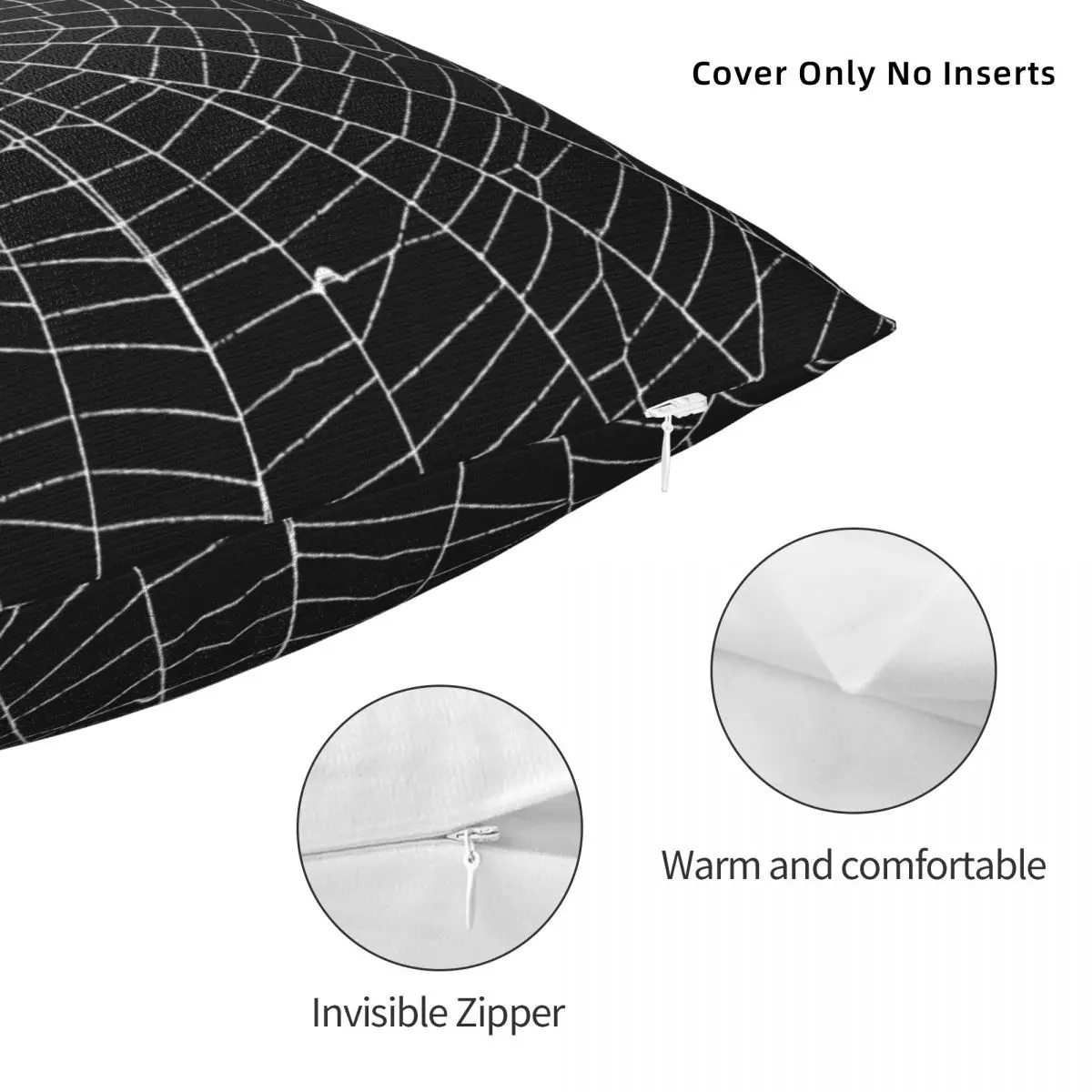 Spider Web Halloween Pillowcase Print Polyester Cushion Cover Decor cobweb spiderweb goth Throw Pillow Case Cover Home 45X45cm