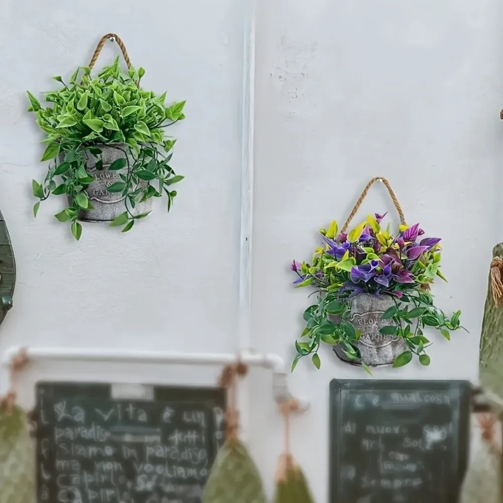 Practical Vintage Hanging Flower Pot Semicircle Country Style Wall Mounted Planter Iron Hanging Basket Home Decor
