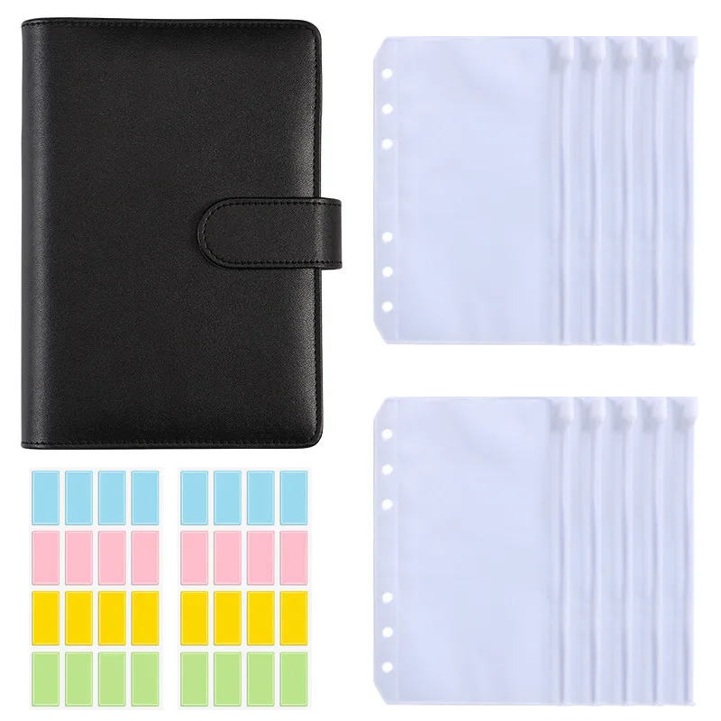 

A6 Binder pu Budget Planner Refillable Notebook Covers 6 Holes Binder Pockets PVC Zipper Money Saving Envelope Budget Binder