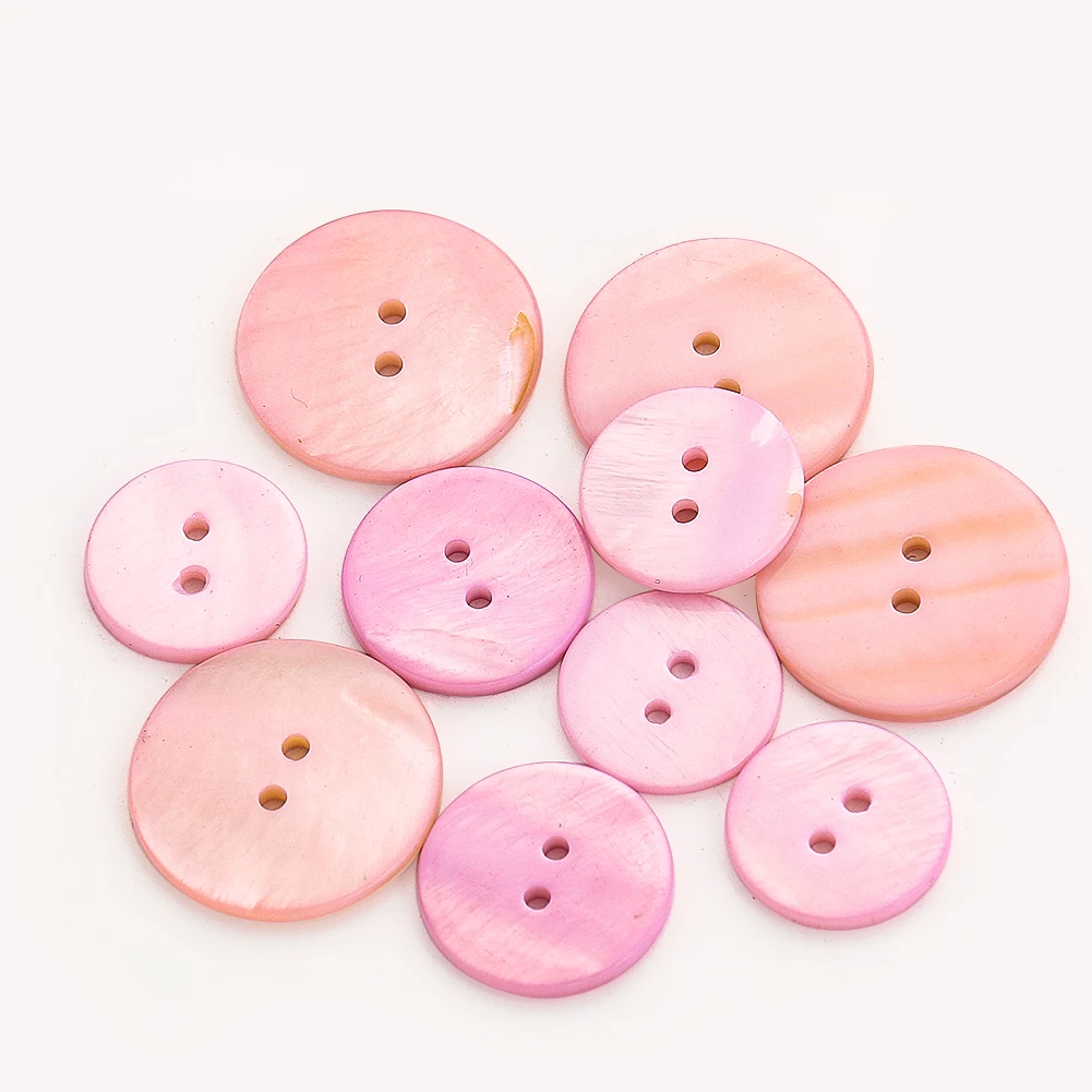 5PC 18/20/25MM Natural Mother of Pearl Shell Pink Round 2-holes Flatback Button Suit Cufflink Shirt Coat Sewing Crafts Supplies