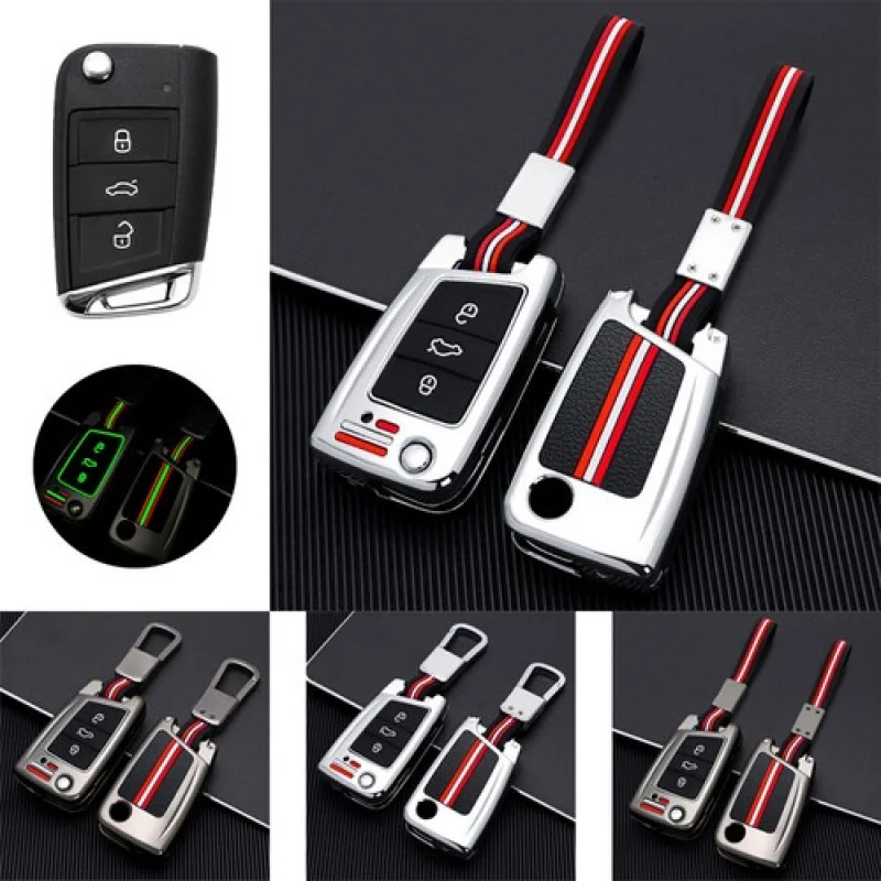 

A+ Alloy Silicone Car Key Case Cover For VW Golf Polo MK7 Karoq Skoda Seat Tiguan