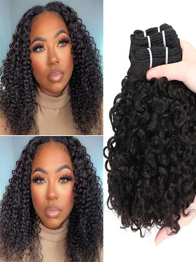 12A Pixie Krullen Bundels Bouncy Afro Kinky Krullend Haar 3 Bundels Deal Menselijk Haar Weave Extension Natuurlijke Kleur Bundels voor Vrouwen - afbeelding 2