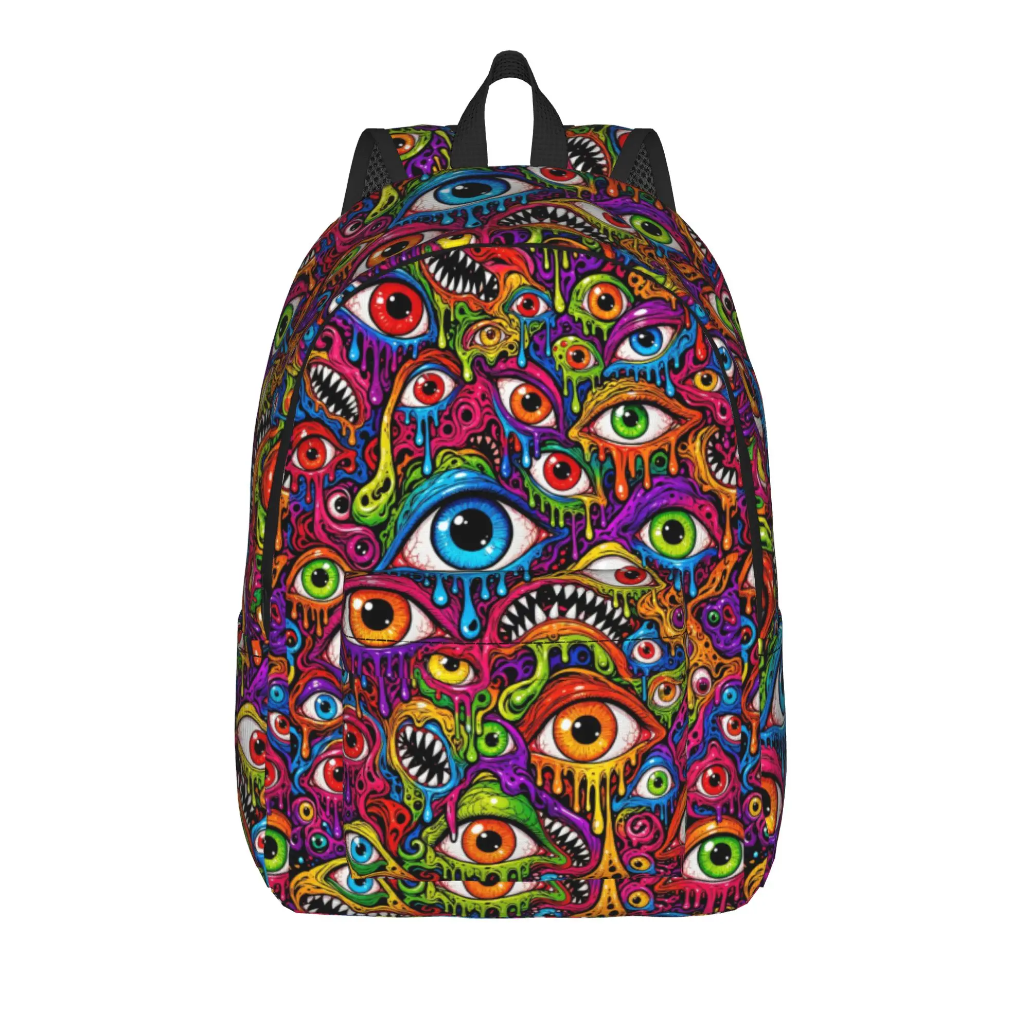 Horror Multi‑eyes Trippy Bold Pattern Backpack  University Backpacks Teen Leisure High School Bags Designer Print Rucksack