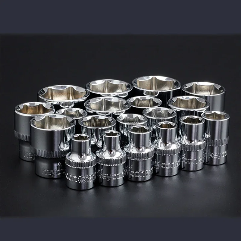 WEELEE 6-24mm 3/8 Short Hex Socket Set Mirror Polished Hex Socket Wrench Head Set For Ratchet Hand Tool