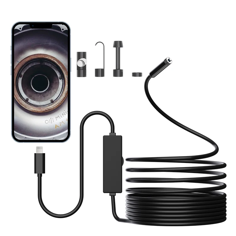 2MP 1080P 8mm Hard Cable  For iPhone  ISO OTG  USB Endoscope Camera CMOS Borescope Inspection Otoscope Digital Microscope 10M