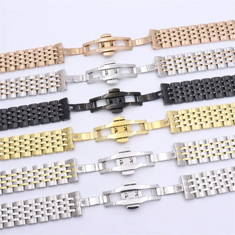 الفولاذ المقاوم للصدأ فراشة مشبك حزام ساعة اليد للجنسين حزام (استيك) ساعة 20/22 مللي متر معصمه اكسسوارات الصلب حزام لصانع الساعات