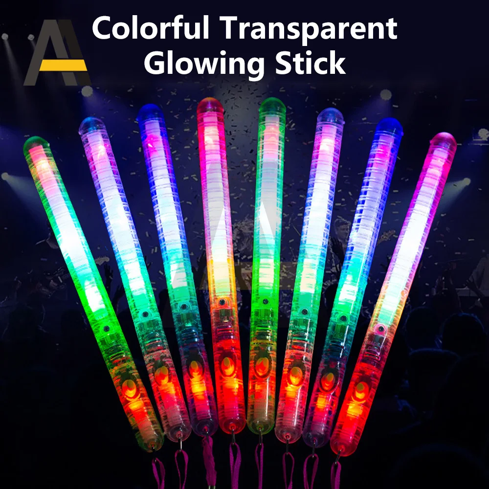 Varitas LED intermitentes de 1 a 100 Uds., varitas de animación brillantes, varitas iluminadas multicolores con cordones para recuerdo de fiesta de concierto musical