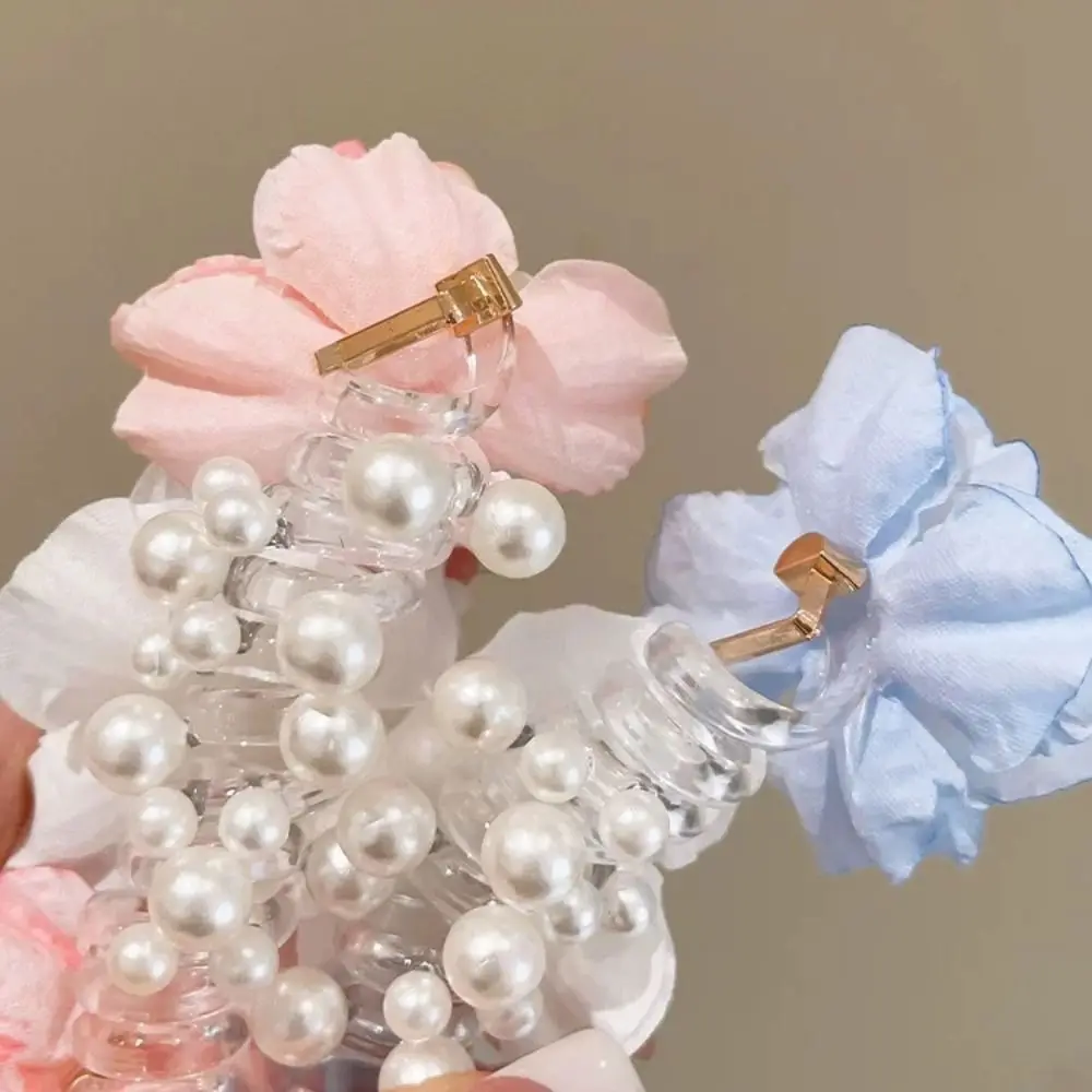 生花電話線ヘアロープ真珠ストレート電話回線ヘッドバンドポニーテールホルダーシュシュ三つ編みヘアネクタイパーティー