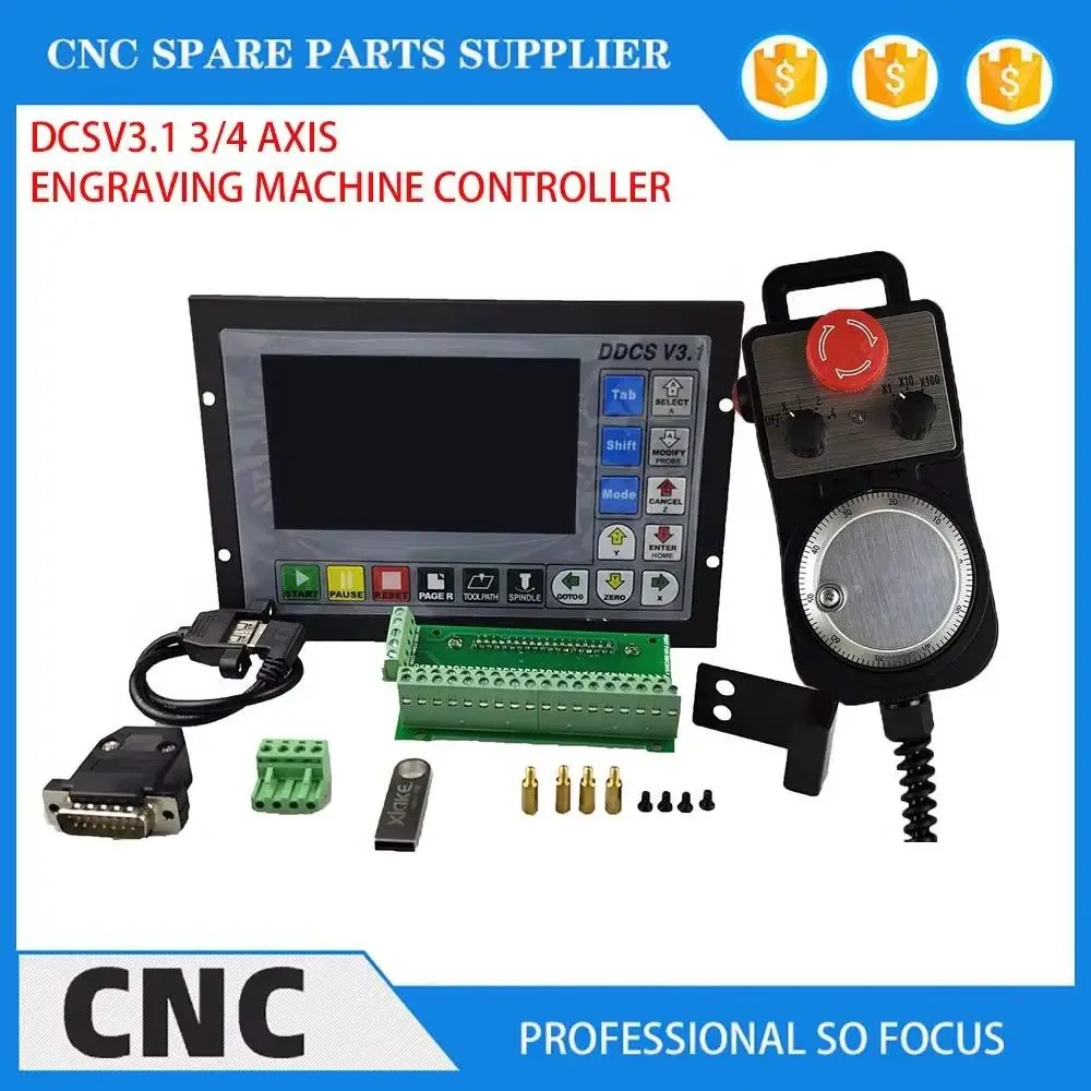 Special offer free shipping DDCSV3.1 cnc controller 3/4axis 500KHz motion control system set emergency stop electronic handwheel
