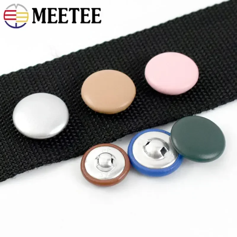 Meetee 50 Stuks 11-28mm Leer Bedekt Knop voor Jas Jas Decoratieve Gesp Ronde Schacht Knoppen Kleding naaien Sluiting Accessoire