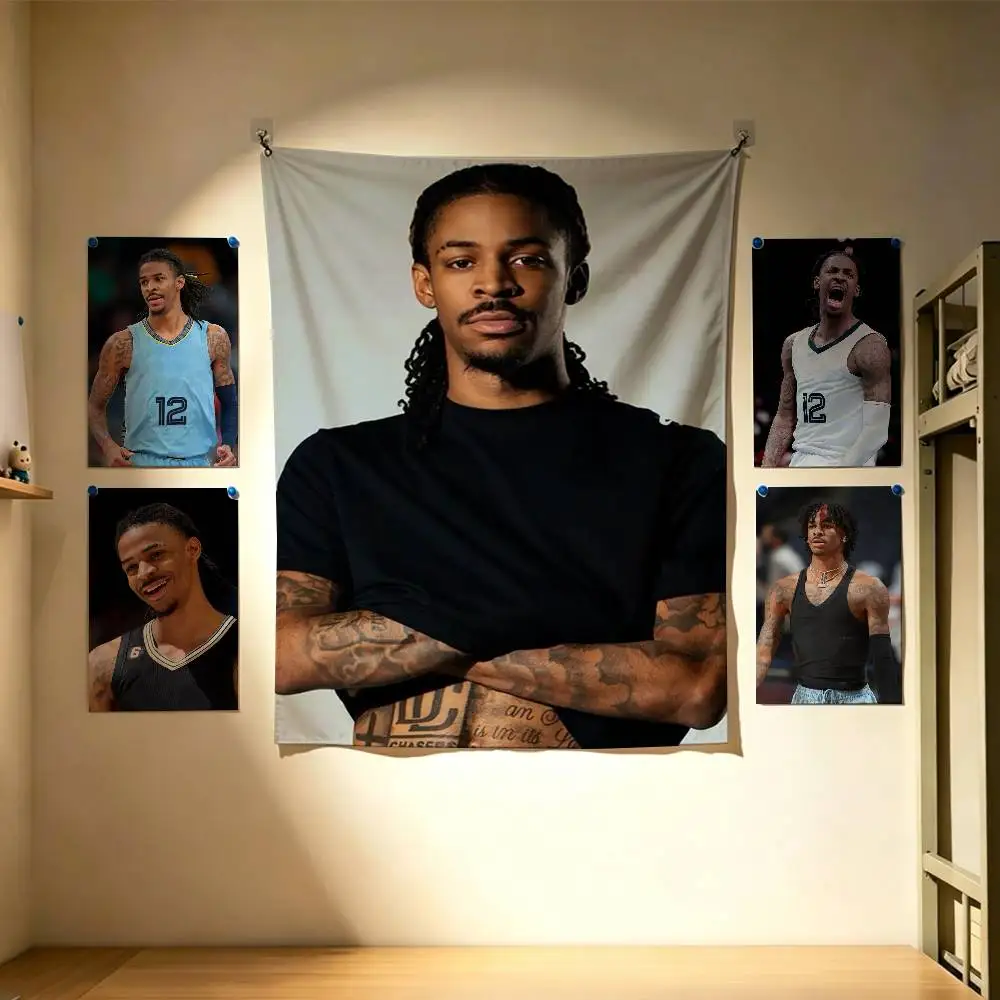 Ja M-Morant 12 Basketball  Flags Wall Hanging Background Art Banner for Bedroom Home Outdoor Decor