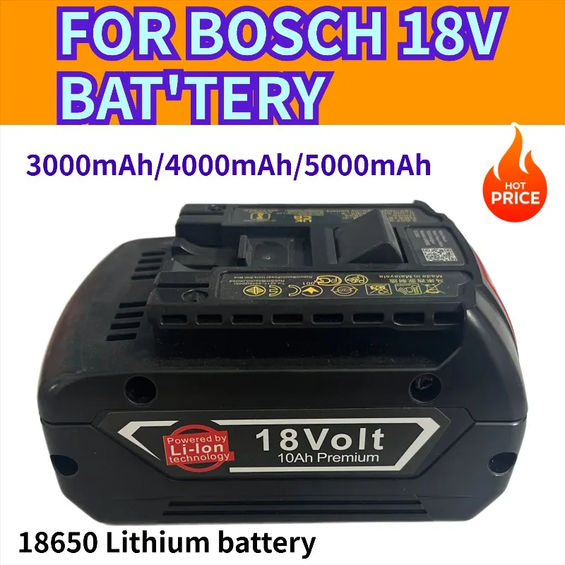 

18V 5.0Ah Brand New Rechargeable Li-Ion Battery for Bosch Power Tool Spare 6000mah Portable Replacement BAT609 Indicator Light