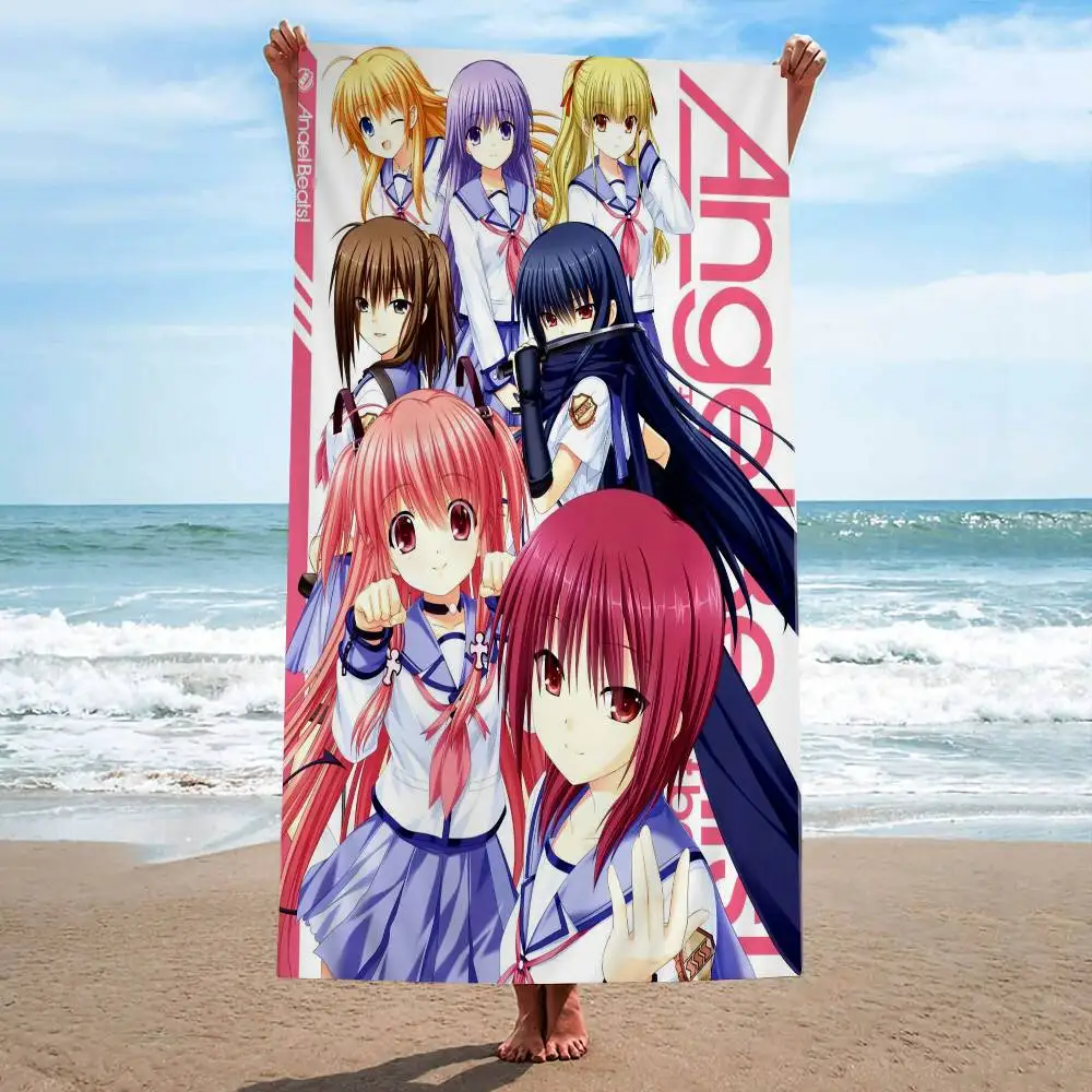 Angel Beats CARTOON Microfiber Beach Towel Absorbent Quick Dry Soft Yoga Swimming Resort Mountain Climbing Towel