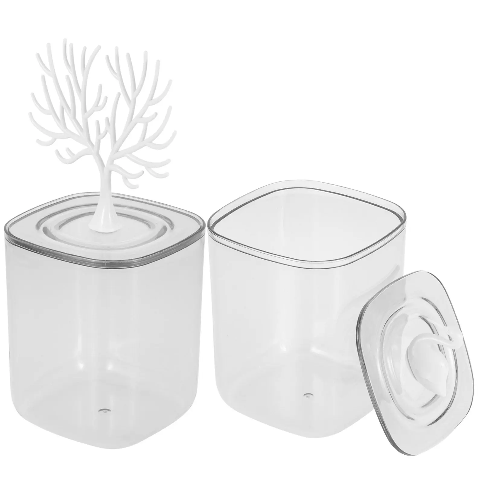 2Pcs Swan Deer Horn Cotton Swab Storage Box Premium Plastic Makeup Organizer for Cotton Pads Toothpicks Jewelry Small Tools