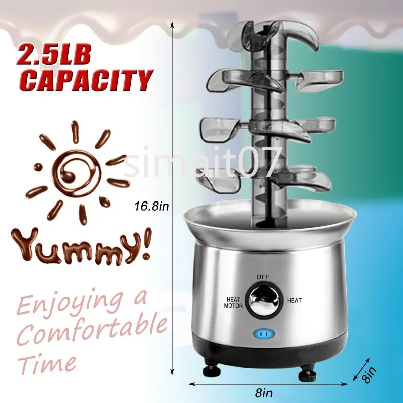 

Stainless Steel Electric 4 Tier Detachable Chocolate Fountain Machine 2.5lb Capacity for Christmas Wedding Birthday Party