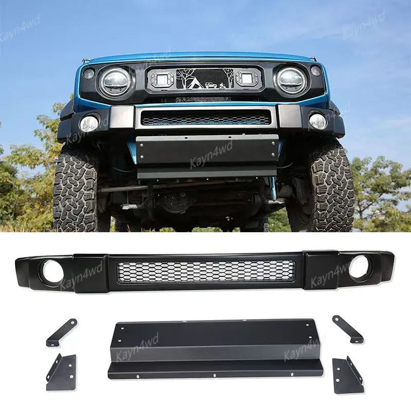 Off Road 4x4 Accessories Plastic Narrow Front Bumper Kits With Aluminum Alloy Skid Plate  For 2019+ Suzuki Jimny JB64 JB74 JC74