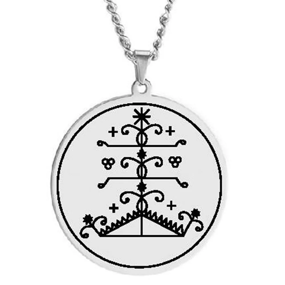 HLSS055 Amulette Ogou Feray Voodoo Veve Symbol Talisman Jewelry Amulet Stainless Steel Laser Marking Pendant Necklace