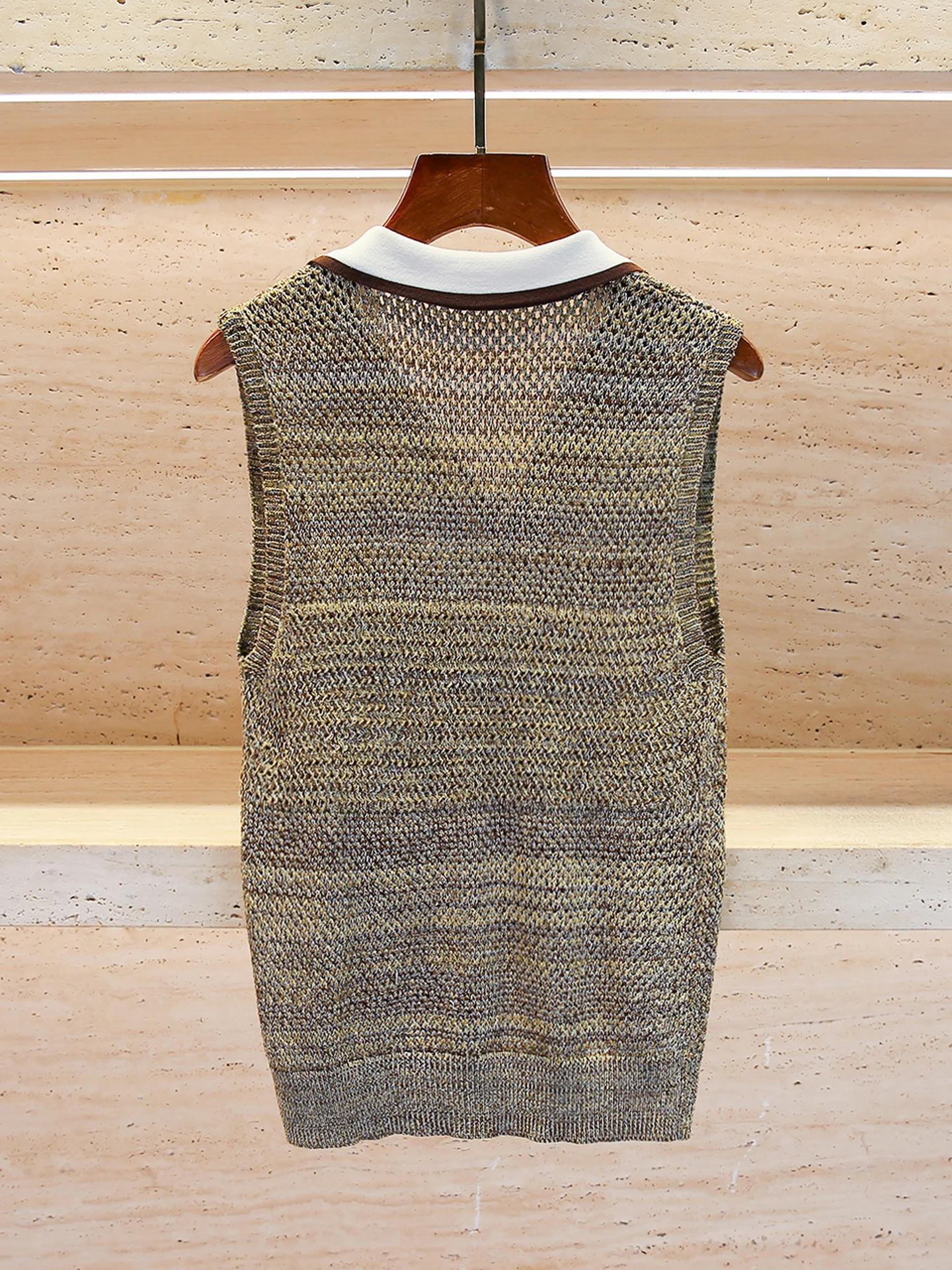 Ceco de Punto de Alta Gama para Mujer, Diseño con Cuello, Colección Otoño, Ajuste Cómodo, Estilo Casual sin Mangas para el...