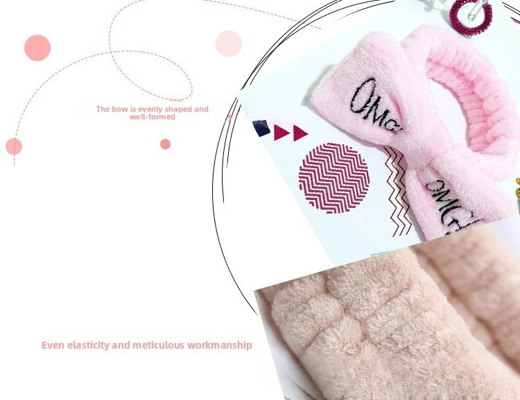 1-teiliges Plüsch-Schleifen-Stirnband, niedlicher und lustiger Badezimmer-Stil, Hautpflege und Make-up, auffälliges Heim-Styling, mehrere Farben – Detail 5