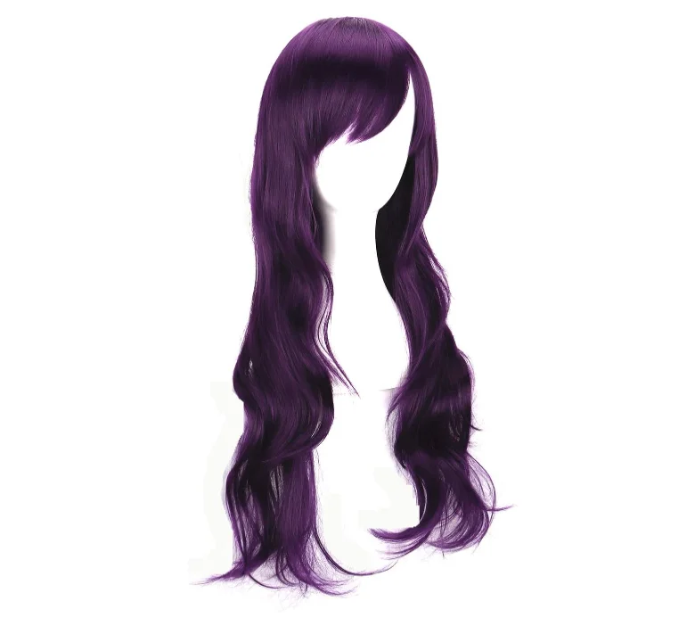 Perucas encaracoladas roxas longas para mulheres, fantasia de cosplay, cabelo cheio, 28 polegadas, 70cm