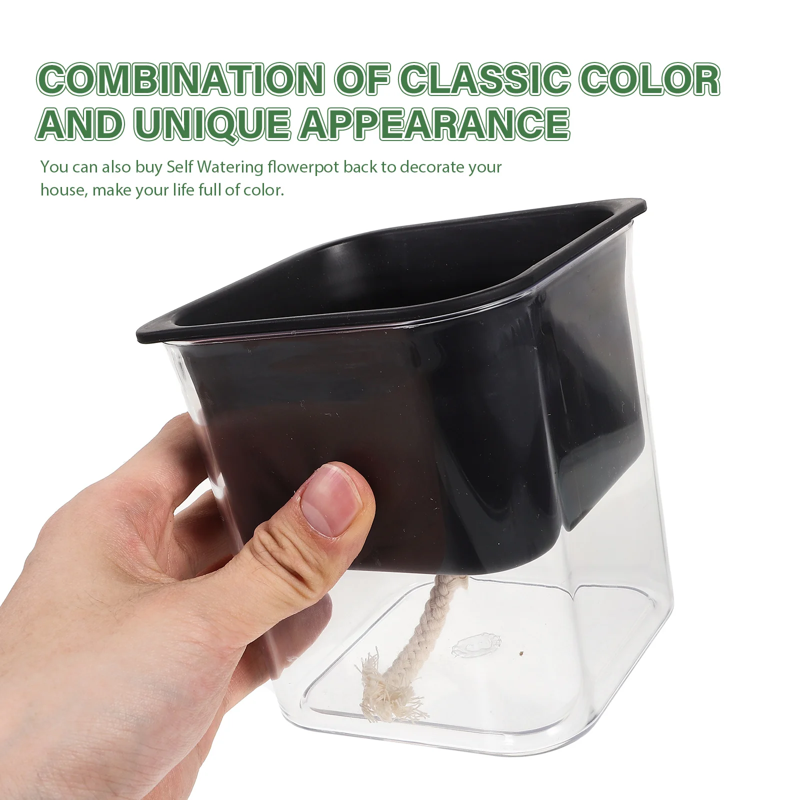 

Self Watering Flower Pot Automatic Water Absorbent Plastic Plant Pots Black Color Decor Planter Container