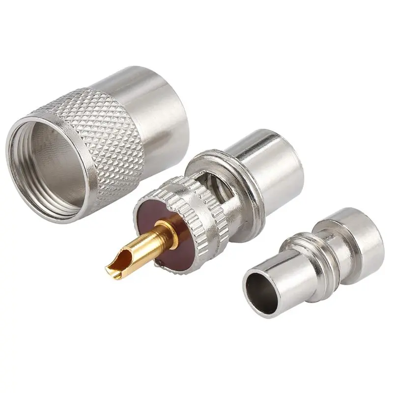 ABUO-For RG8X Compatible 20Pcs PL259 Soler Solenoid Coaxial Coax Connectors, Male-Plug Crimp Connectors Adapter With Reducer