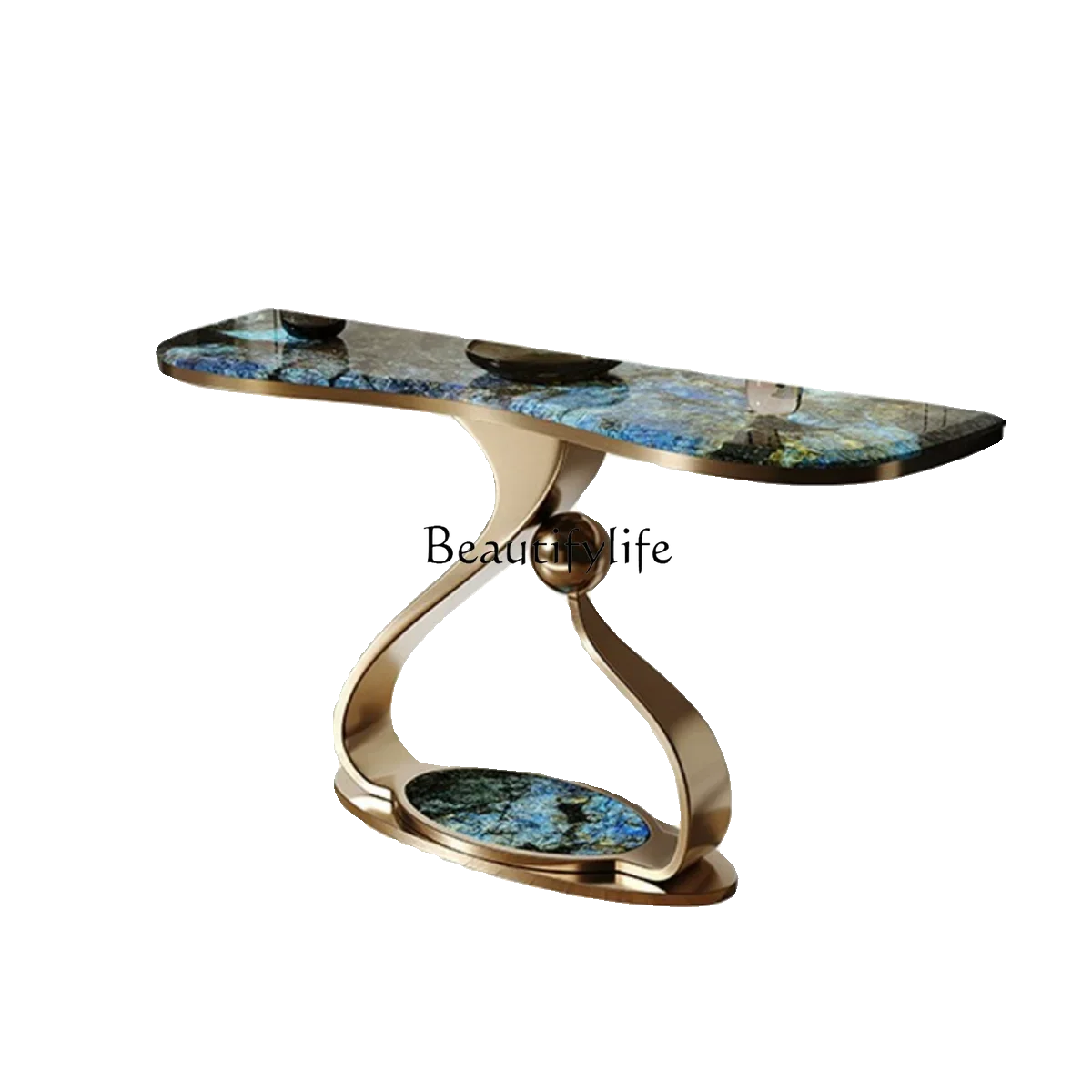 

Z.Light luxury entrance table Modern simple stainless steel art entrance table End view table