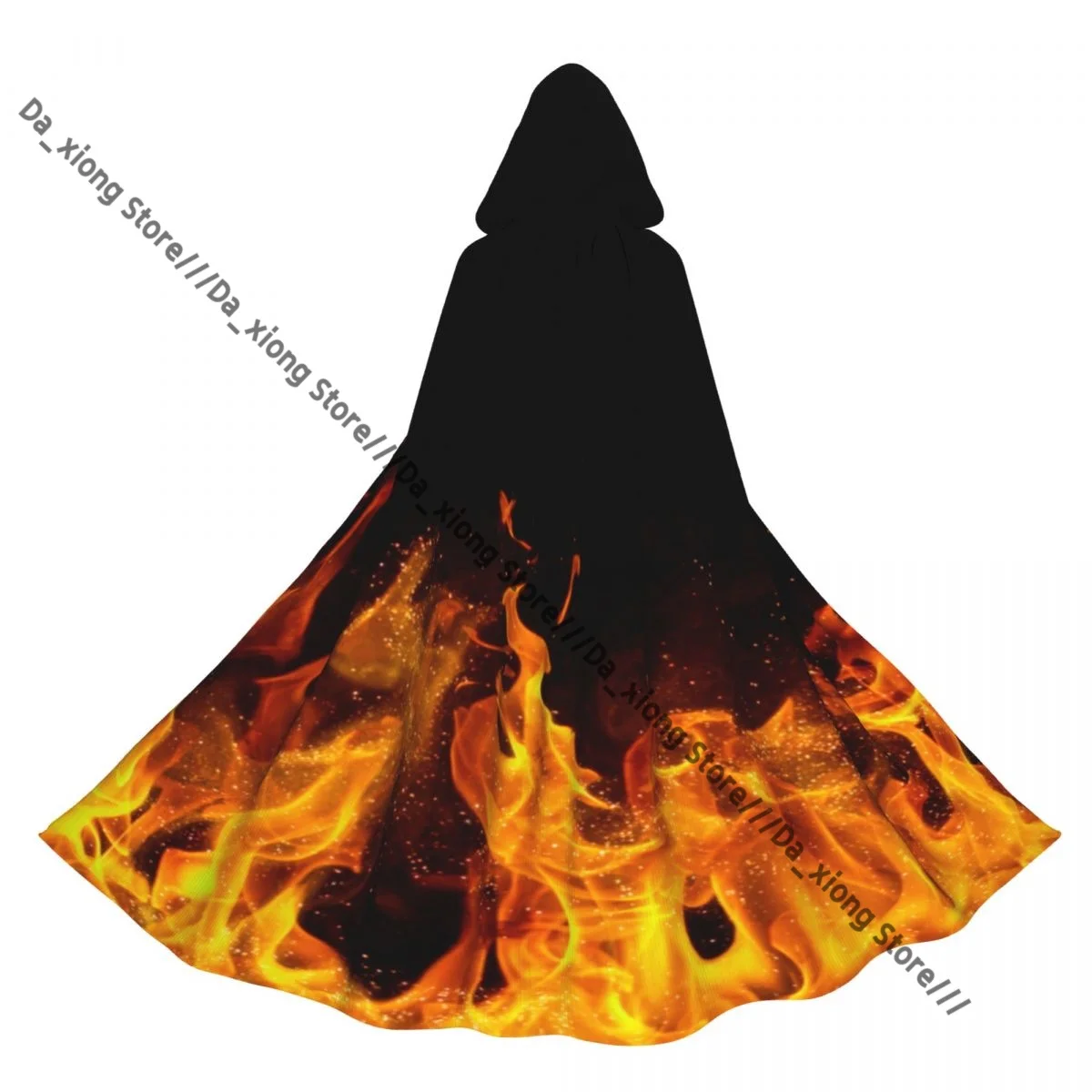 

Witch Long Hooded Robe Fire Flame Halloween Cloak Cosplay Costumes for Adult