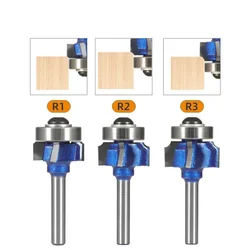 1pc R1/R2/R3 Router Bit 6mm/6.35mm/8mm Gambo Quattro Denti Trim Bordi Punta per la lavorazione del legno per la produzione manuale/lavorazione del legno/utensile elettrico