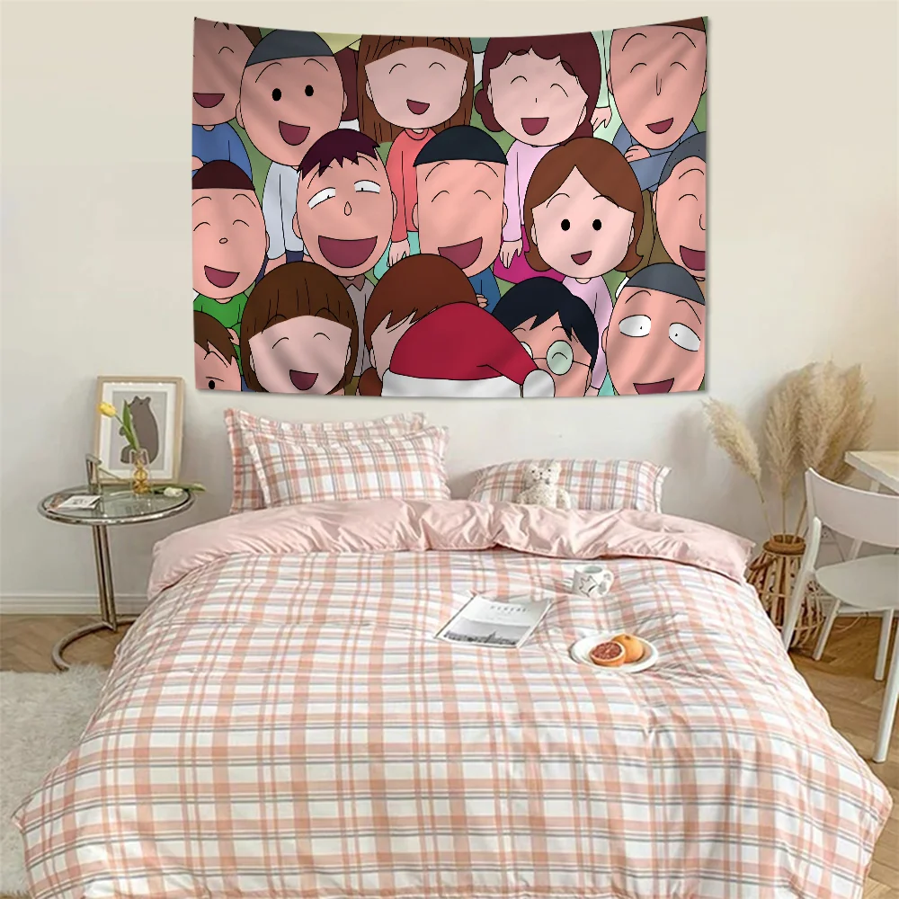 Chibi Maruko Chan Sakura Kyoko Cartoon Colorful Tapestry Hanging Hippie Bohemian Wall Tapestries Mandala Wall Hanging Sheets