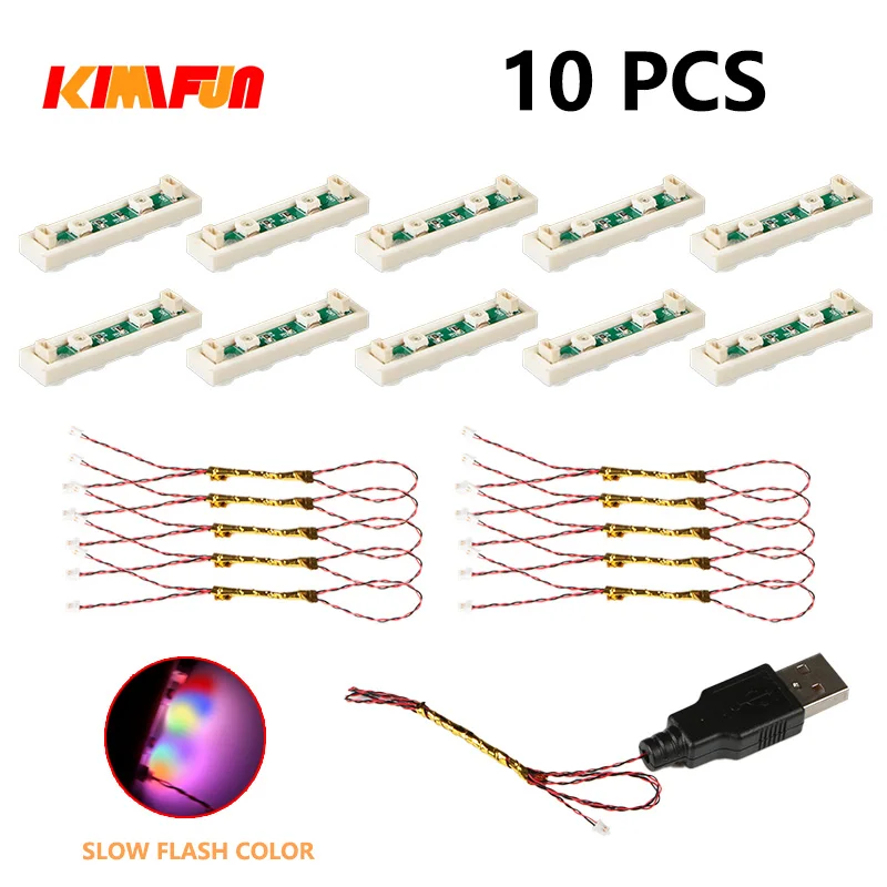 10 Stück 0,8mm Pin RGB LED für LEGO Bausteine USB-Lampe DIY Straßenbeleuchtung Stadt Elektrische Dekoration 1X1 Stein Kompatibel mit Allen Marken