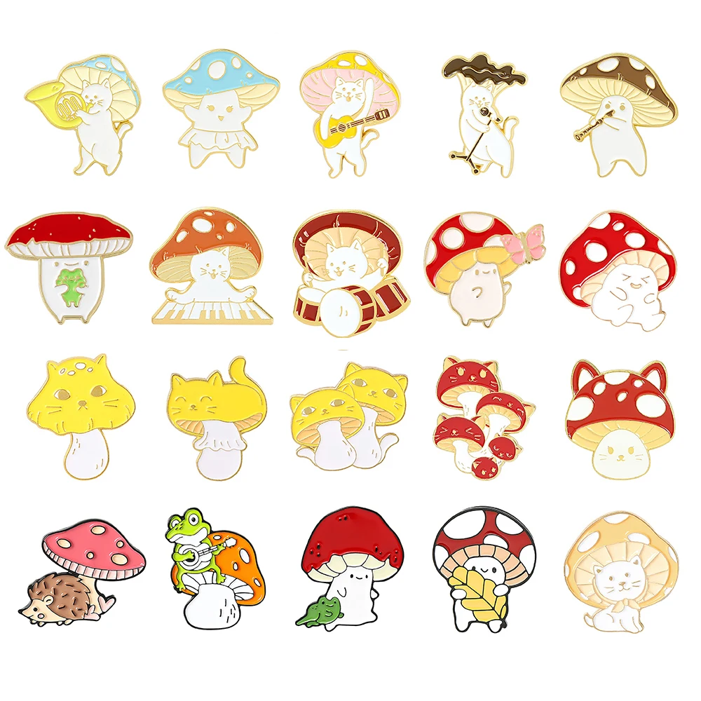 

Cartoon Mushroom Brooch Frog Music Mushroom Assassin Mushroom Clothing Accessories Backpack Brooch Badge Lapel Pins