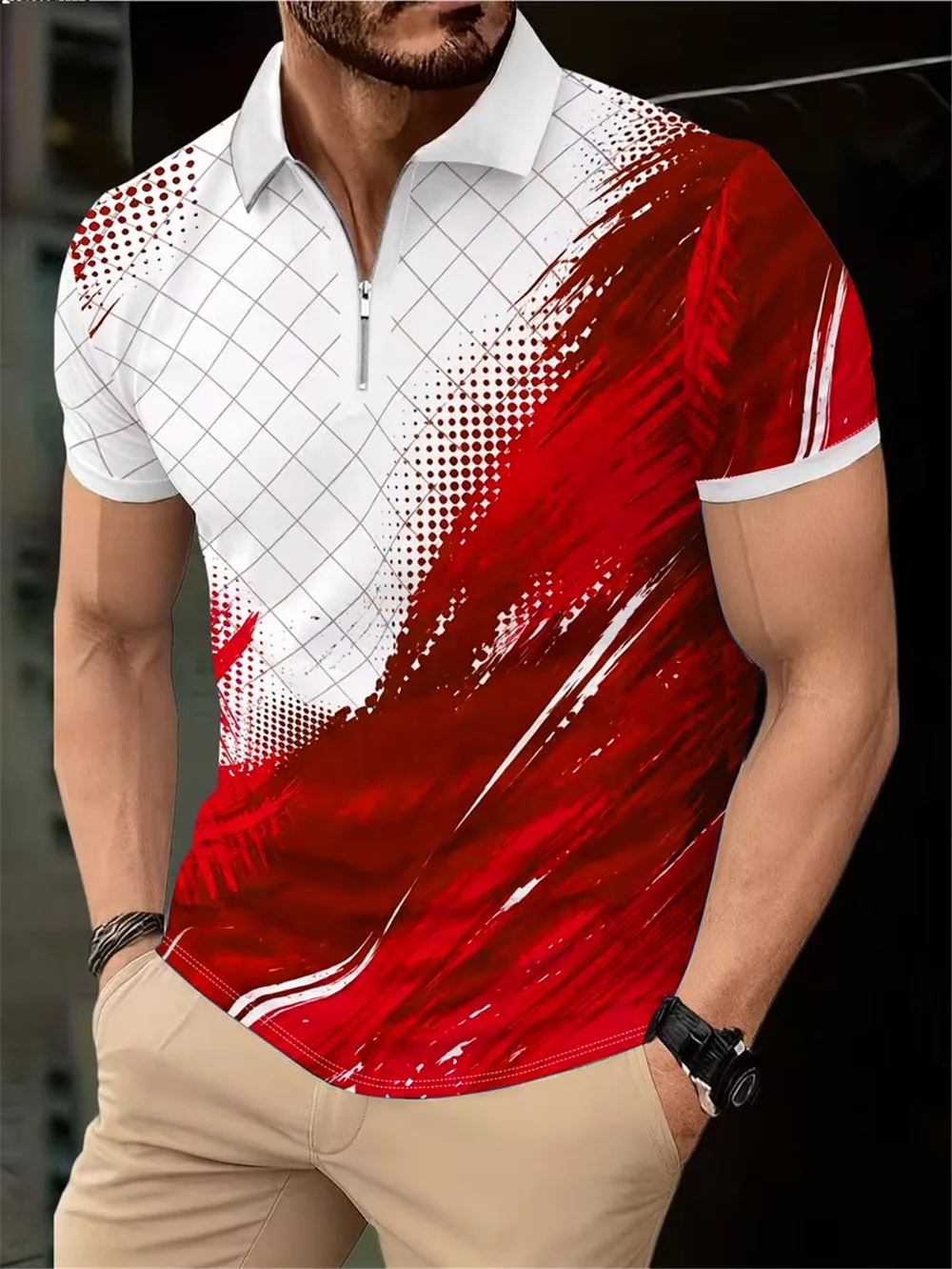 Fashion Tie-dye And Plaid Men's Polos T-Shirts Summer Short Sleeve 3d Printed Gradient Trend POLO Tee 6XL Big Size Casual Tops