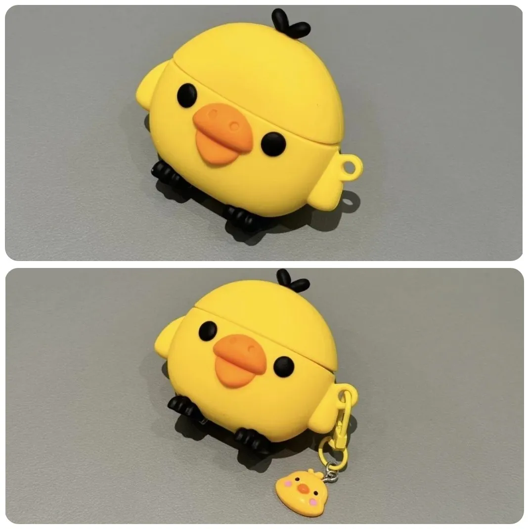 Kawaii 3D Yellow Chick AirPods Case Soft Silicone Shockproof Protective Cover Cute Cartoon Earphone Case For AirPods Pro 2/3/4 image 6