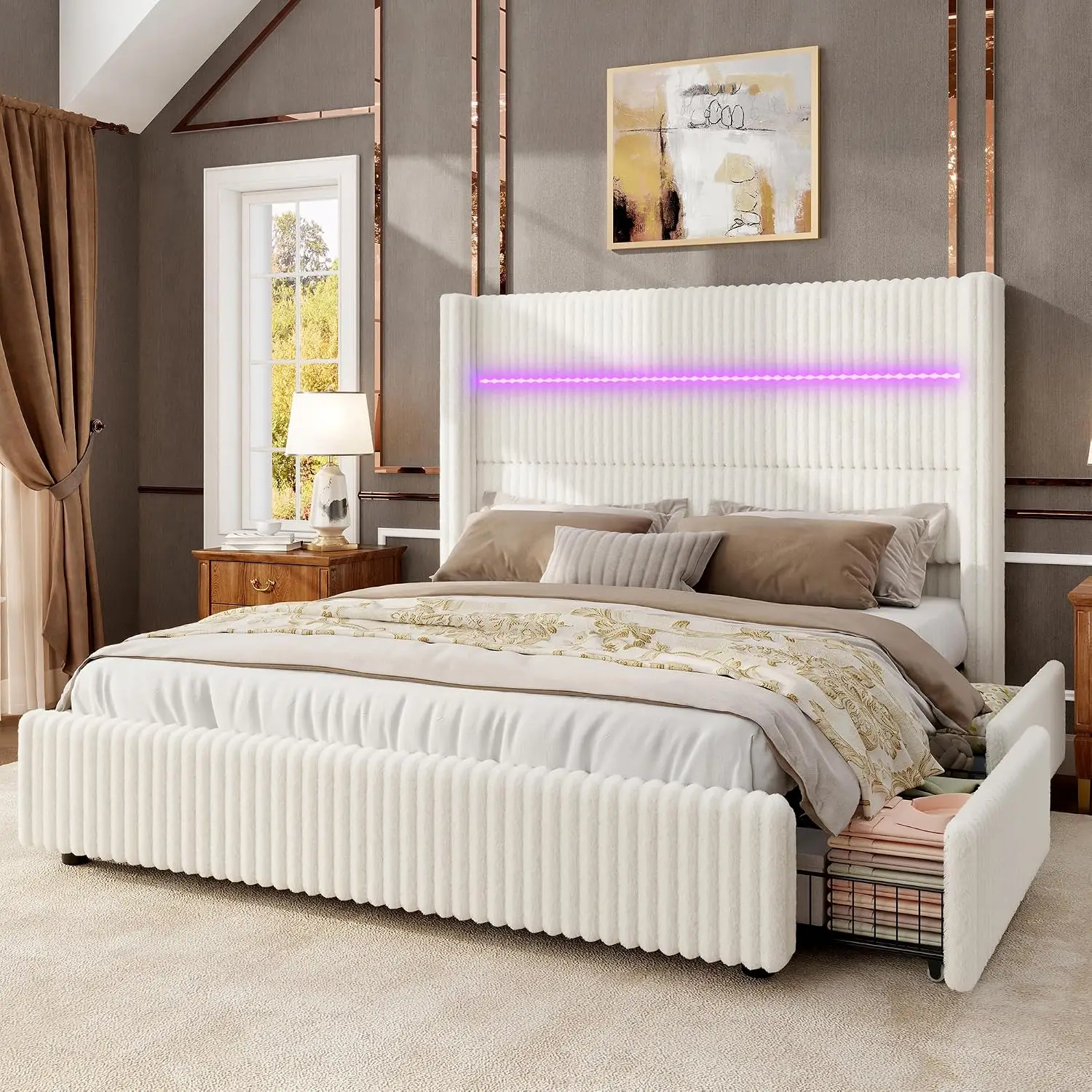 Queen Storage Bed Frame/Corduroy 51.2