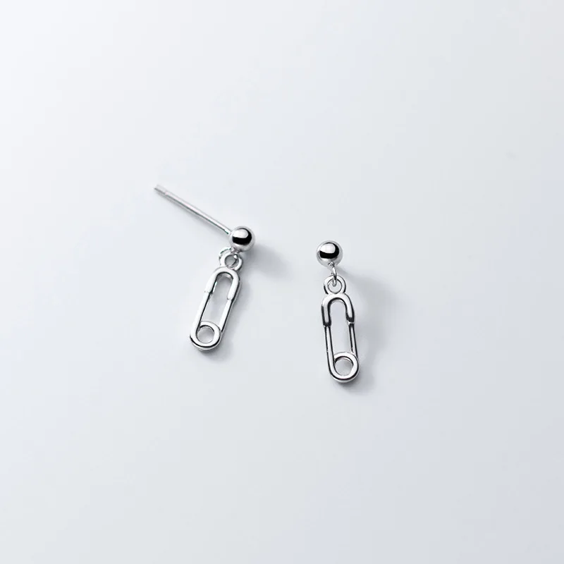 Neue Modische Einfache Geometrische Clip-On 925 Sterling Silber Schmuck Persönliche Büroklammer-förmige Ohrstecker E212